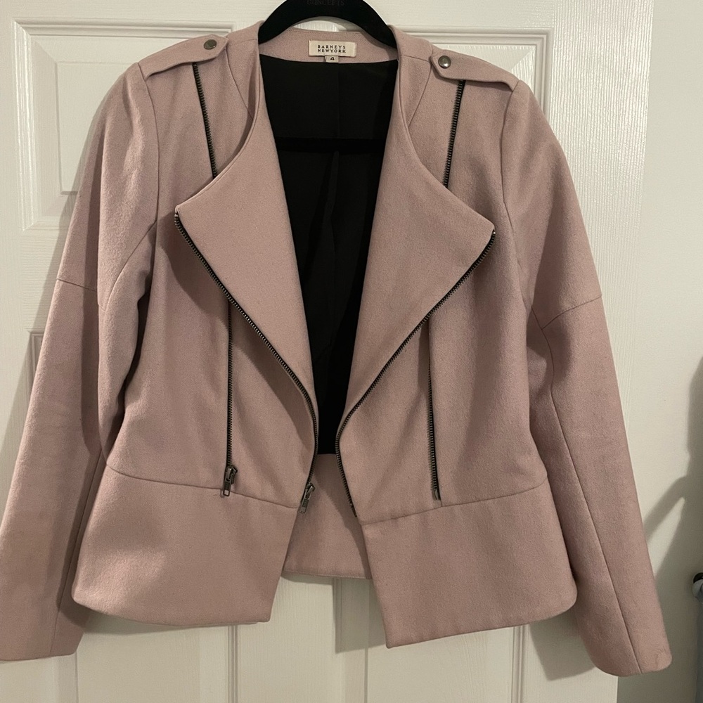 Pale pink wool blend (60%) military style jacket from Barneys. Size 4. - Picture 6 of 6